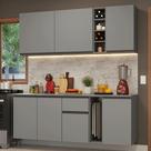 Armário de Cozinha Compacta 180 cm Suspenso Cinza Nice Madesa 04