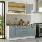 Armário de Cozinha Compacta 180 x 60 cm Branco/Cinza Lux Madesa 05