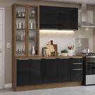 Armário de Cozinha Compacta 190cm Rustic/Preto Lux Madesa 02 Armário de Cozinha Compacta 190cm Rustic/Preto Lux Madesa 02