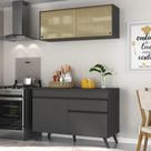 Armário De Cozinha Compacta 2 Peças Preto Armário De Cozinha Compacta 2 Peças Preto