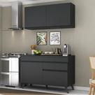 Armário De Cozinha Compacta 2 Peças Veneza Preto Armário De Cozinha Compacta 2 Peças Veneza Preto