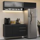 Armário De Cozinha Compacta 200 Cm Suspenso Preto