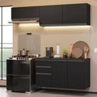 Armário de Cozinha Compacta 200 cm Suspenso Preto Nice Madesa 05 Armário de Cozinha Compacta 200 cm Suspenso Preto Nice Madesa 05