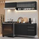 Armário de Cozinha Compacta 200 cm Suspenso Preto Nice Madesa 12