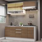 Armário de Cozinha Compacta 200cm Branco Rustic Glamy Madesa 03