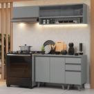 Armário de Cozinha Compacta 200cm Cinza Nice Madesa 14