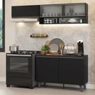 Armário De Cozinha Compacta 200Cm Preto Nice Madesa 09 Preto