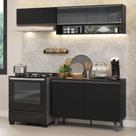 Armário De Cozinha Compacta 200Cm Preto Nice Madesa 10 Preto