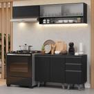 Armário De Cozinha Compacta 200Cm Preto Nice Madesa 13 Preto