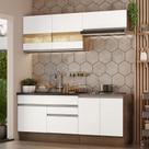 Armário de Cozinha Compacta 200cm Rustic/Branco Glamy Madesa 07 Armário de Cozinha Compacta 200cm Rustic/Branco Glamy Madesa 07