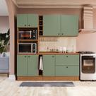 Armário de Cozinha Compacta 205cm Canela/Verde Frevo Pixel Kappesberg