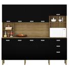 Armário de Cozinha Compacta 222cm Intensa K02 Freijó/Nero - Mpozenato Armário de Cozinha Compacta 222cm Intensa K02 Freijó/Nero - Mpozenato