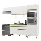 Armário De Cozinha Compacta 252cm Com Leds Veneza Up Multimóveis V2015 Branco/dourado Branco/dourado