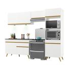 Armário De Cozinha Compacta 252cm Com Leds Veneza Up Multimóveis V2018 Branco/dourado Branco/dourado
