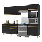 Armário De Cozinha Compacta 252cm Com Leds Veneza Up Multimóveis V2018 Preto/dourado Preto/dourado Armário De Cozinha Compacta 252cm Com Leds Veneza Up Multimóveis V2018 Preto/dourado Preto/dourado