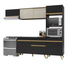 Armário De Cozinha Compacta 252cm Veneza Multimóveis V3691 Preto/dourado Preto/dourado Armário De Cozinha Compacta 252cm Veneza Multimóveis V3691 Preto/dourado Preto/dourado