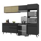 Armário De Cozinha Compacta 252cm Veneza Multimóveis V3692 Preto Preto Armário De Cozinha Compacta 252cm Veneza Multimóveis V3692 Preto Preto