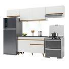 Armário De Cozinha Compacta 260cm Com Leds Veneza Up Multimóveis V2022 Branco/dourado Branco/dourado