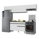 Armário De Cozinha Compacta 260cm Veneza Multimóveis V3697 Branco/preto Branco/preto