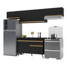 Armário De Cozinha Compacta 260cm Veneza Multimóveis V3697 Preto/dourado Preto/dourado Armário De Cozinha Compacta 260cm Veneza Multimóveis V3697 Preto/dourado Preto/dourado