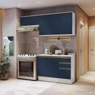 Armário de Cozinha Compacta 3 Gavetas 100% MDF 200cm Branco/Azul Profundo Celeste Kappesberg