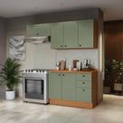 Armário de Cozinha Compacta 3 Gavetas 200cm Canela/Verde Frevo Pixel Kappesberg