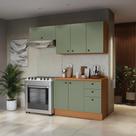 Armário De Cozinha Compacta 3 Gavetas 200cm Canela/verde Frevo Pixel Kappesberg