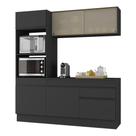Armário De Cozinha Compacta 3 Peças Com Rodapé Mp2178 Made Multimóveis Preto Preto