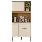 Armário De Cozinha Compacta 3 Portas 3 Nichos Yogi Madeirado/off White