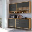 Armário de Cozinha Compacta 4 Peças 7 Portas com Vidro 200cm 100% MDF Vicenza Espresso Móveis