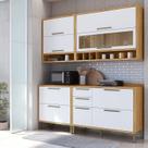 Armário de Cozinha Compacta 4 Peças 7 Portas com Vidro 200cm 100% MDF Vicenza Espresso Móveis