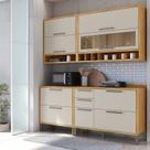 Armário de Cozinha Compacta 4 Peças 7 Portas com Vidro 200cm 100% MDF Vicenza Espresso Móveis