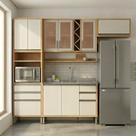 Armário de Cozinha Compacta 4 Peças 9 Portas com Vidro e sem Tampo 100% MDF Barbados Espresso Móveis