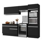 Armário De Cozinha Compacta 4 Peças Com Rodapé Mp2193 Made Multimóveis Preto/branco Preto/branco