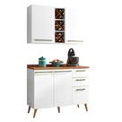 Armário de Cozinha Compacta 4 Portas 3 Gavetas com Adega 1,20m Favorita Branco / Nature Armário de Cozinha Compacta 4 Portas 3 Gavetas com Adega 1,20m Favorita Branco / Nature