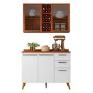 Armário de Cozinha Compacta 4 Portas 3 Gavetas Vidro Reflecta com Adega 1,20m Favorita Branco/Nature Armário de Cozinha Compacta 4 Portas 3 Gavetas Vidro Reflecta com Adega 1,20m Favorita Branco/Nature
