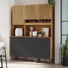 Armário de Cozinha Compacta 6 Portas 1 Gaveta e Mini Adega 151cm 100% MDF Croácia Espresso Móveis