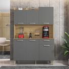 Armário de Cozinha Compacta 6 Portas 1 Gaveta Gênova - Freijó/Gris