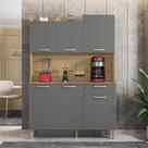 Armário de Cozinha Compacta 6 Portas 1 Gaveta Gênova - Freijó/Gris