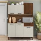 Armário de Cozinha Compacta 6 Portas 1 Gaveta Gênova - Nogueira/Off White/CP-Ripado