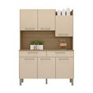 Armário de Cozinha Compacta 6 Portas e 2 Gavetas 132cm Silver Freijó/Vanilla - Pallazio