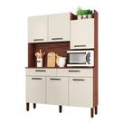 Armário de Cozinha Compacta 6 Portas e 2 Gavetas 132cm Silver Nogueira/Off White - Pallazio