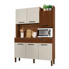 Armário de Cozinha Compacta 6 Portas e 2 Gavetas 132cm Silver Ripado/Off White - Pallazio