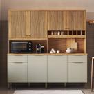 Armário de Cozinha Compacta 8 Portas 2 Gavetas e Mini Adega 200cm 100% MDF Hungria Espresso Móveis Armário de Cozinha Compacta 8 Portas 2 Gavetas e Mini Adega 200cm 100% MDF Hungria Espresso Móveis