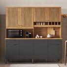 Armário de Cozinha Compacta 8 Portas 2 Gavetas e Mini Adega 200cm 100% MDF Hungria Espresso Móveis Armário de Cozinha Compacta 8 Portas 2 Gavetas e Mini Adega 200cm 100% MDF Hungria Espresso Móveis