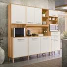 Armário de Cozinha Compacta 8 Portas 2 Gavetas Freijó e Off White Hortelã