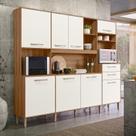 Armário de Cozinha Compacta 8 Portas 2 Gavetas Ipe e Off White Hortelã