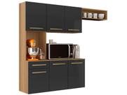 Armário de Cozinha Compacta Aramóveis Carol com Balcão 6 Portas 1 Gaveta