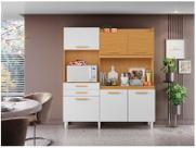 Armário de Cozinha Compacta Aramóveis Selena com Balcão 6 Portas 2 Gavetas