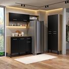 Armário de Cozinha Compacta Arizona Prime Two Carraro Carvalho com Preto